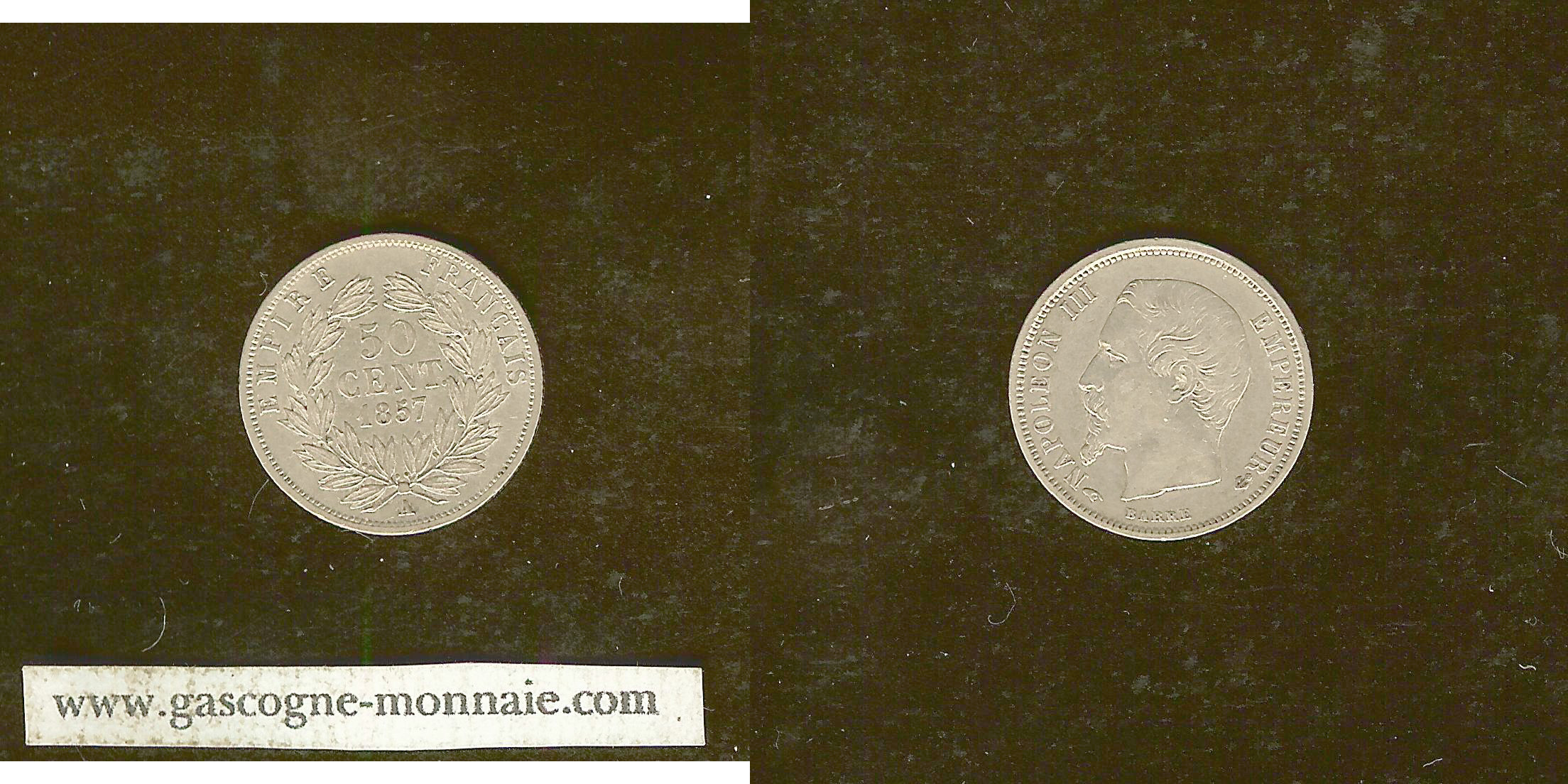 50 centimes Napoléon III 1857A Paris TTB+